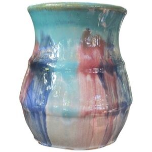 Handcrafted 1920's Hull  Vase - Drip Multicolor Antique Vintage Arts & Craft Era
